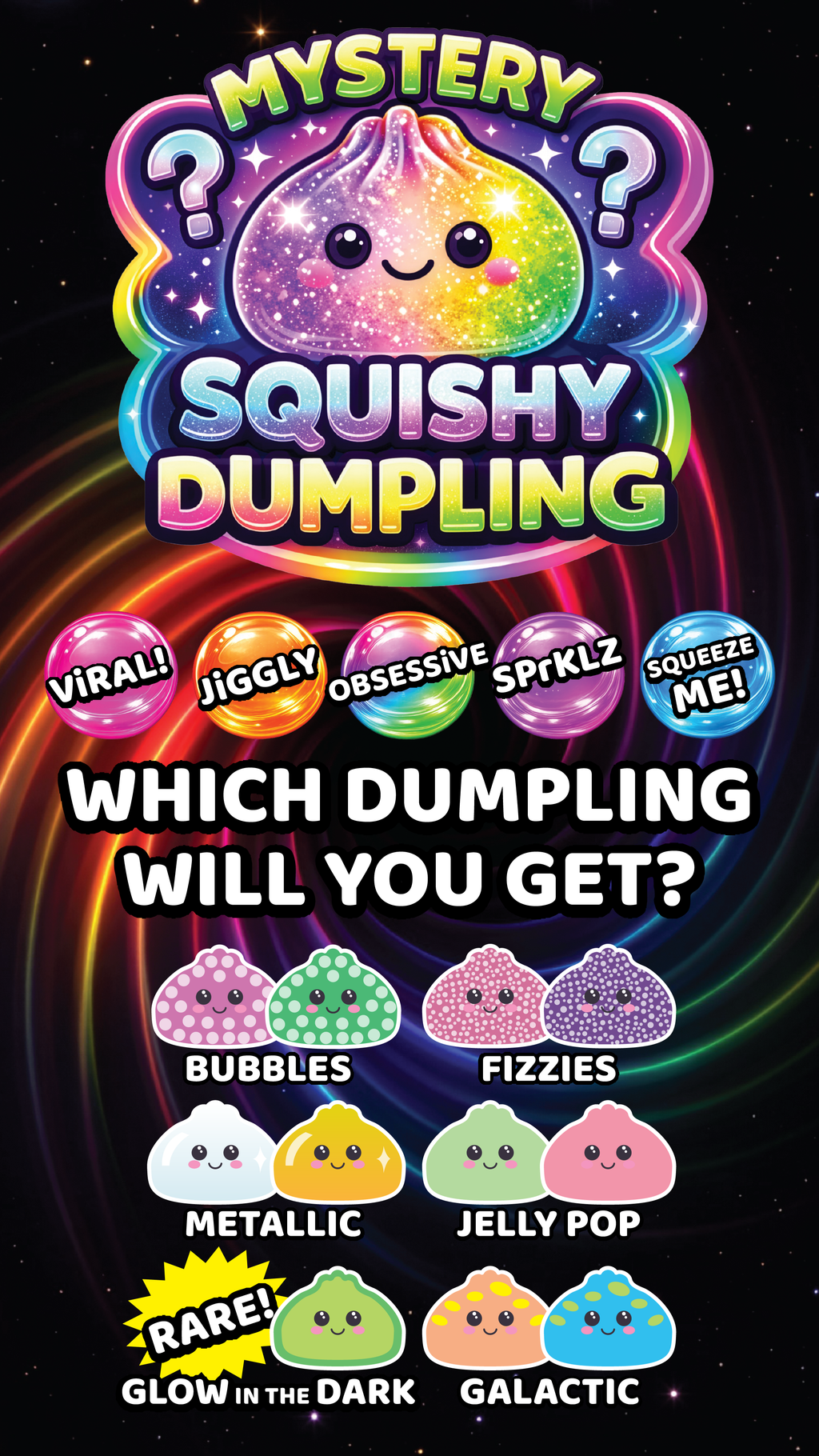 Fun Doh 4" Mystery Dumpling Squishies | 12pc Display Box