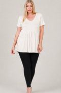 V Neck Baby Doll Short Sleeve Top
