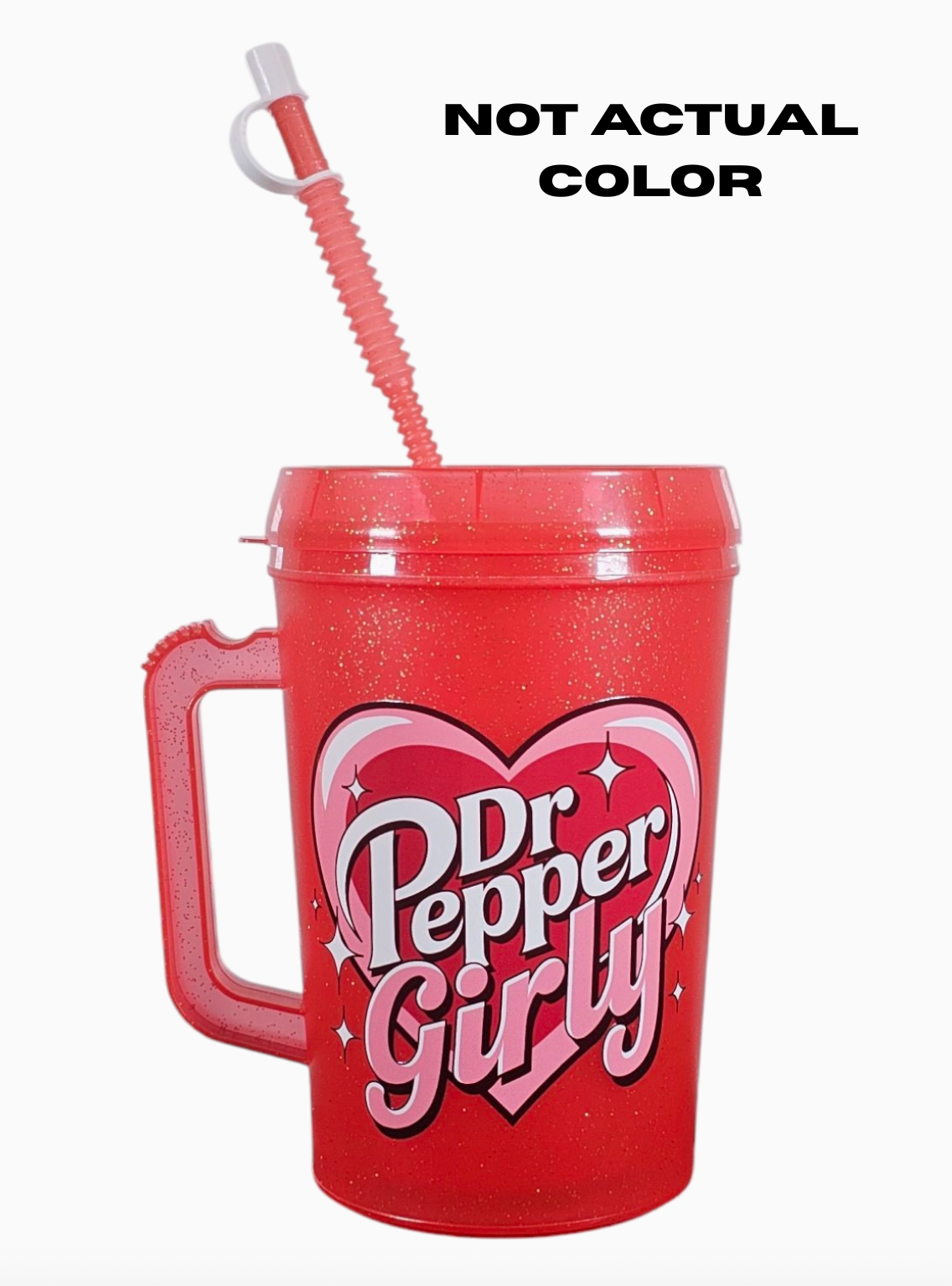 Dr Pepp Girly Hip Sips Mega Trucker Mug 34oz- Color: Ice & holographic glitter