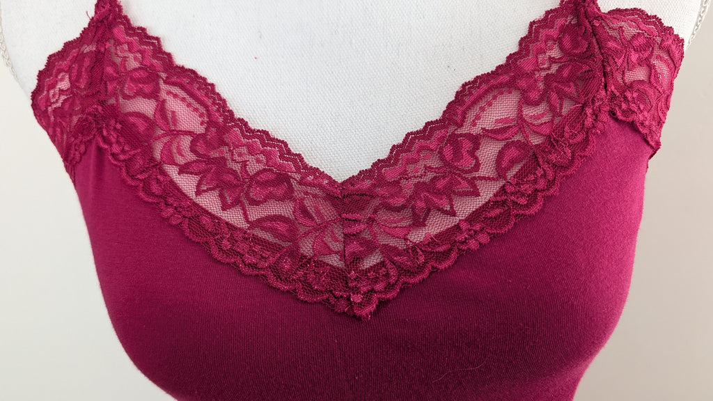 Cranberry Lace Hem Cami