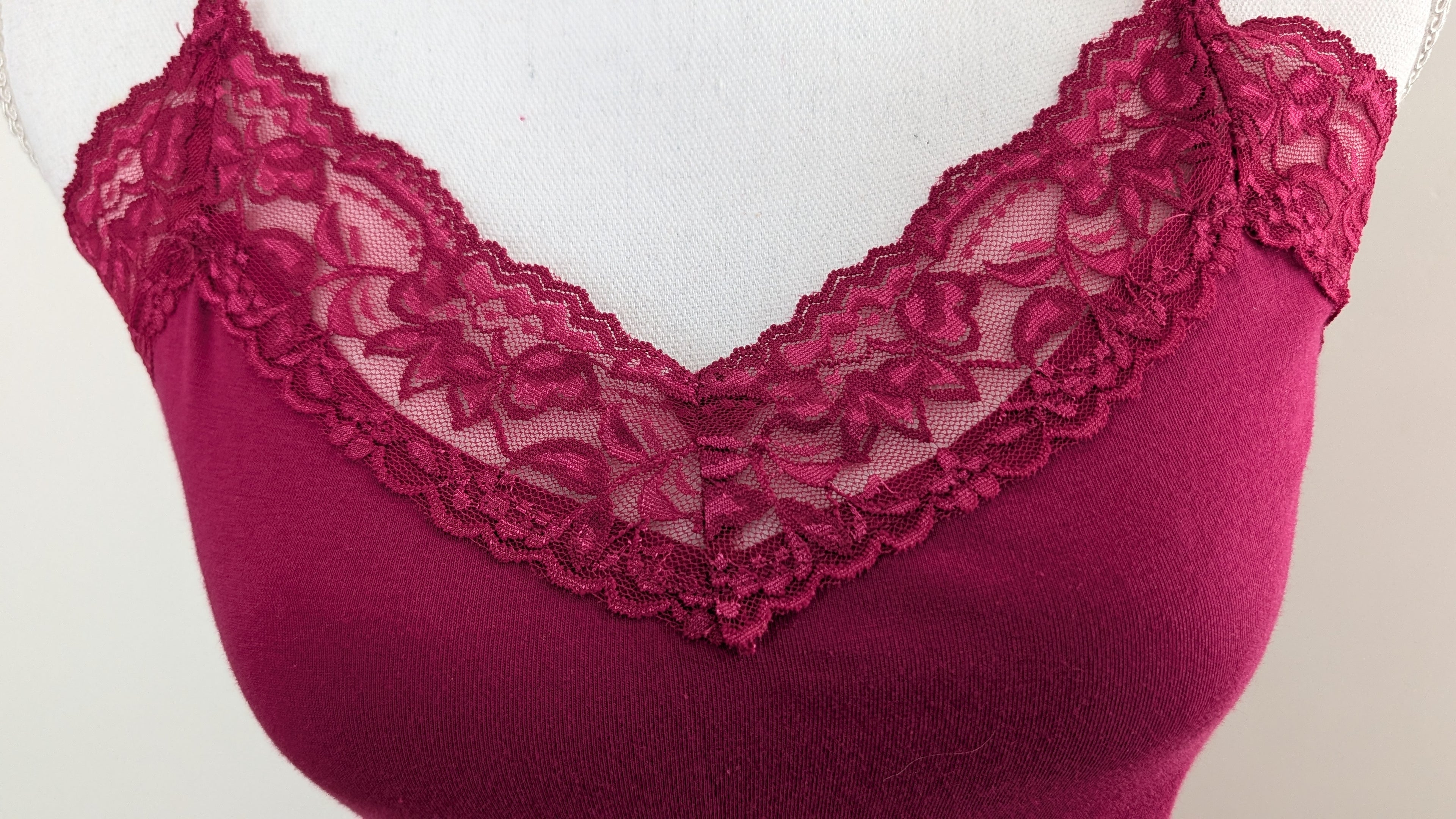 Cranberry Lace Hem Cami