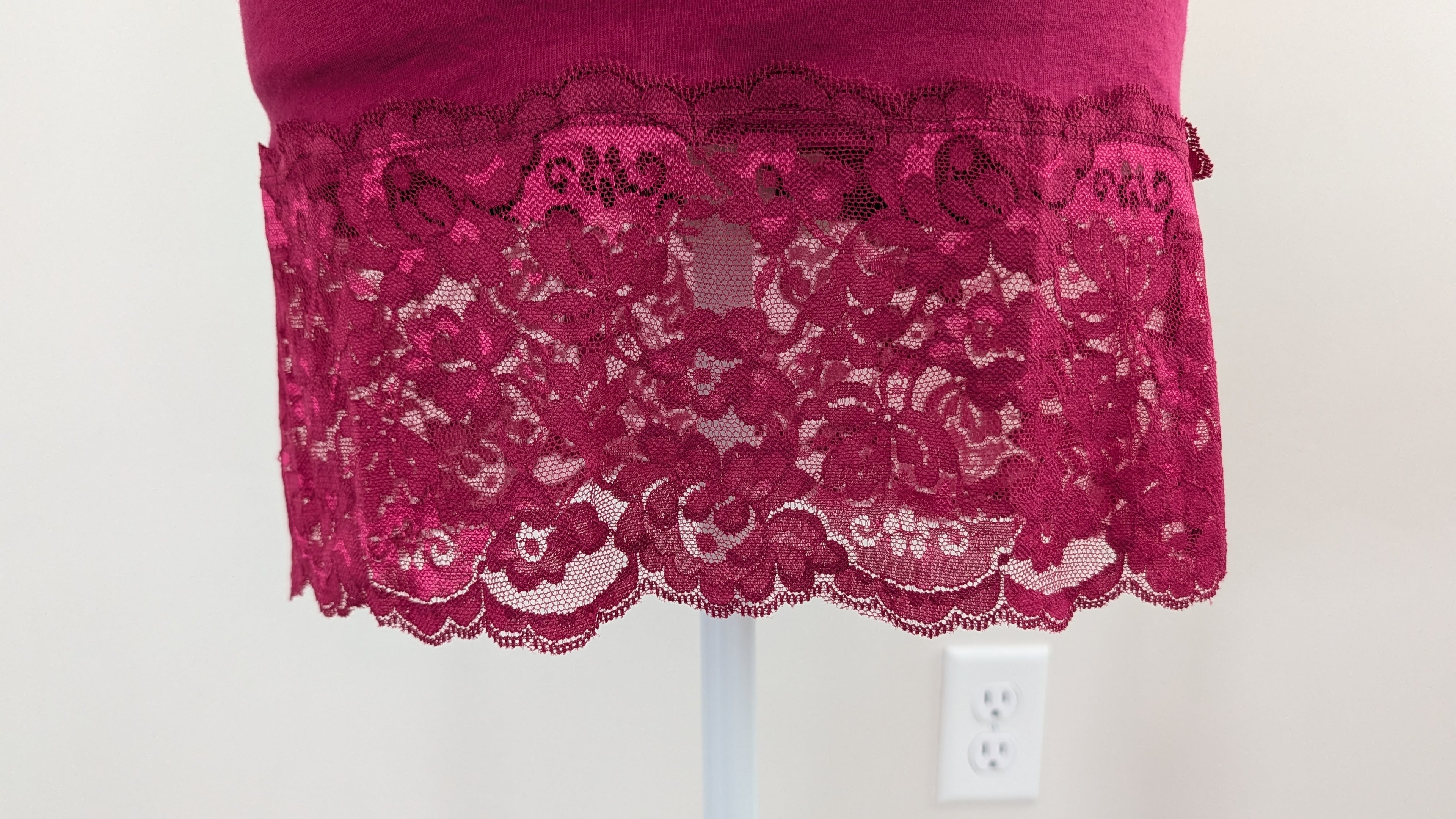 Cranberry Lace Hem Cami