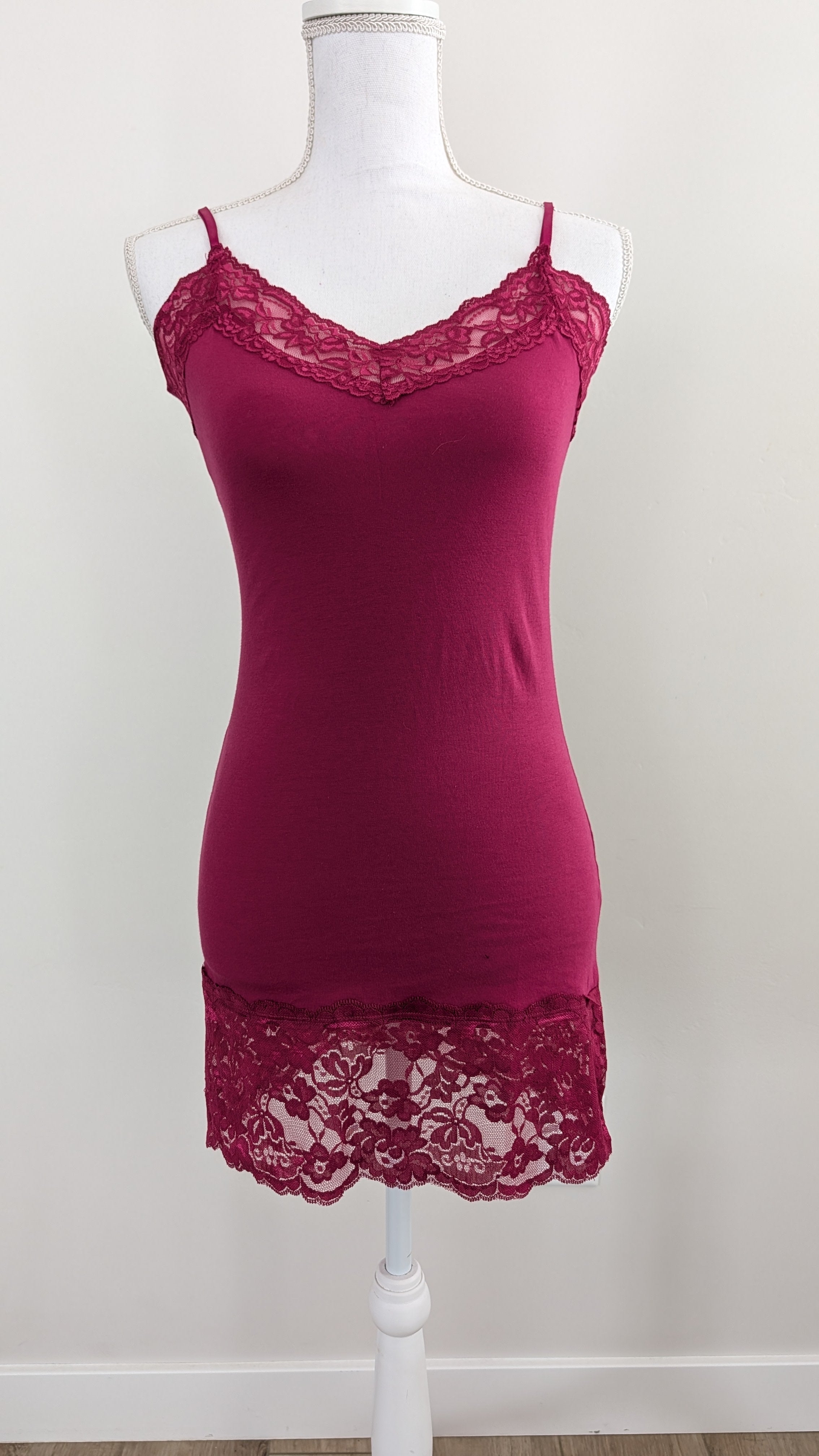 Cranberry Lace Hem Cami