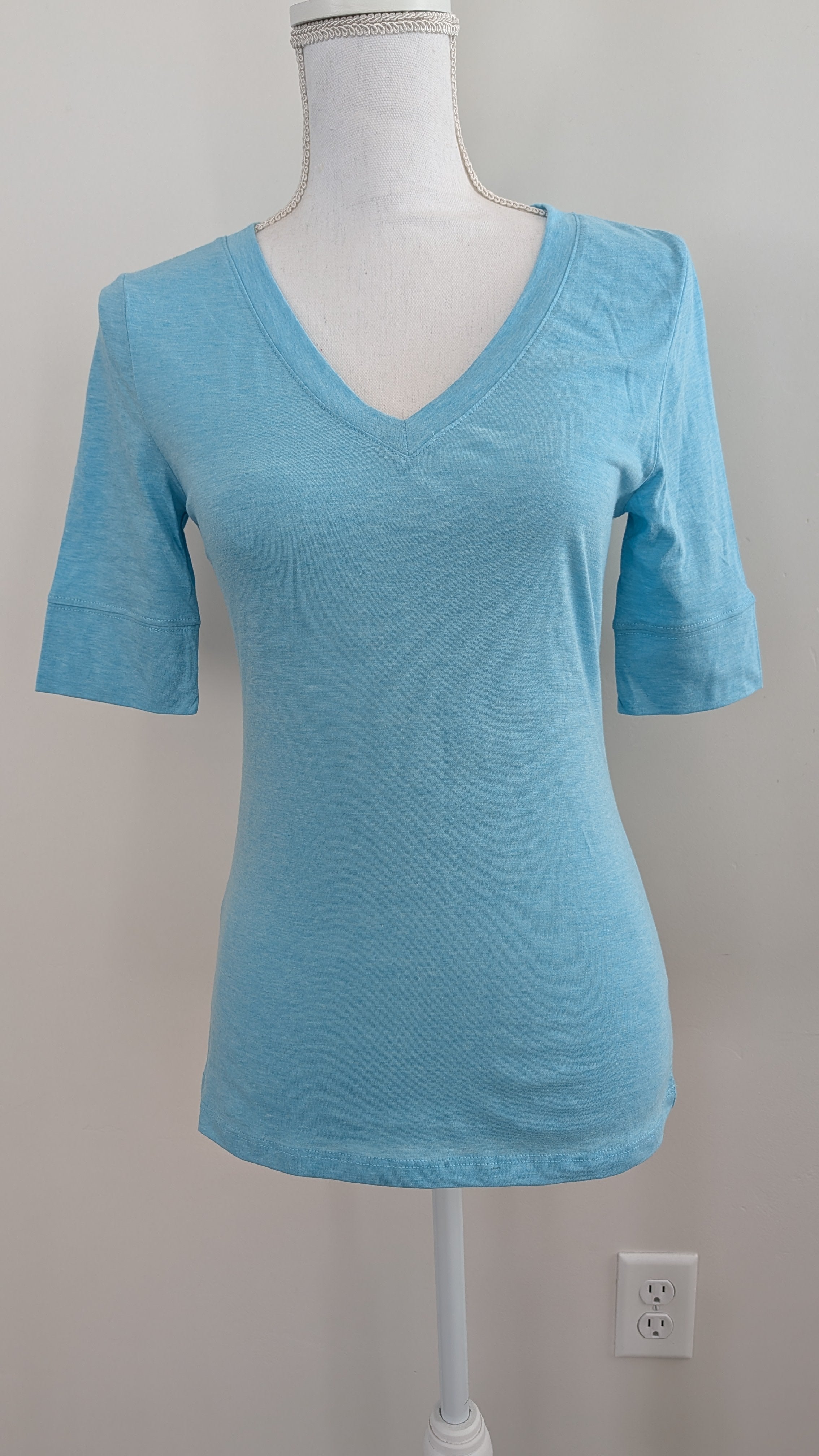 Sky Blue V Neck Half Sleeve-  Junior Sizing