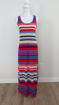 Blue/Red Striped Maxi Dress