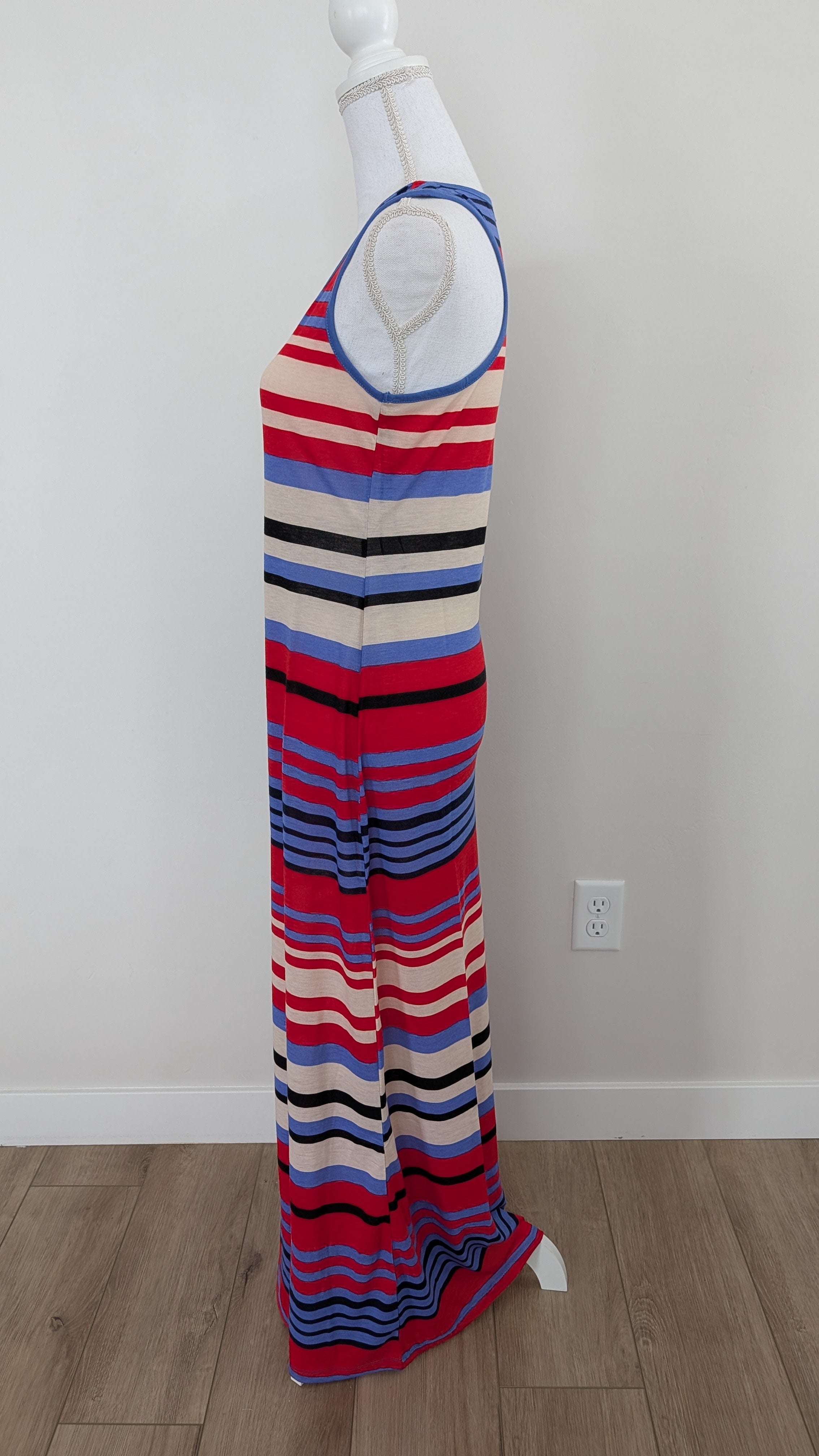 Blue/Red Striped Maxi Dress