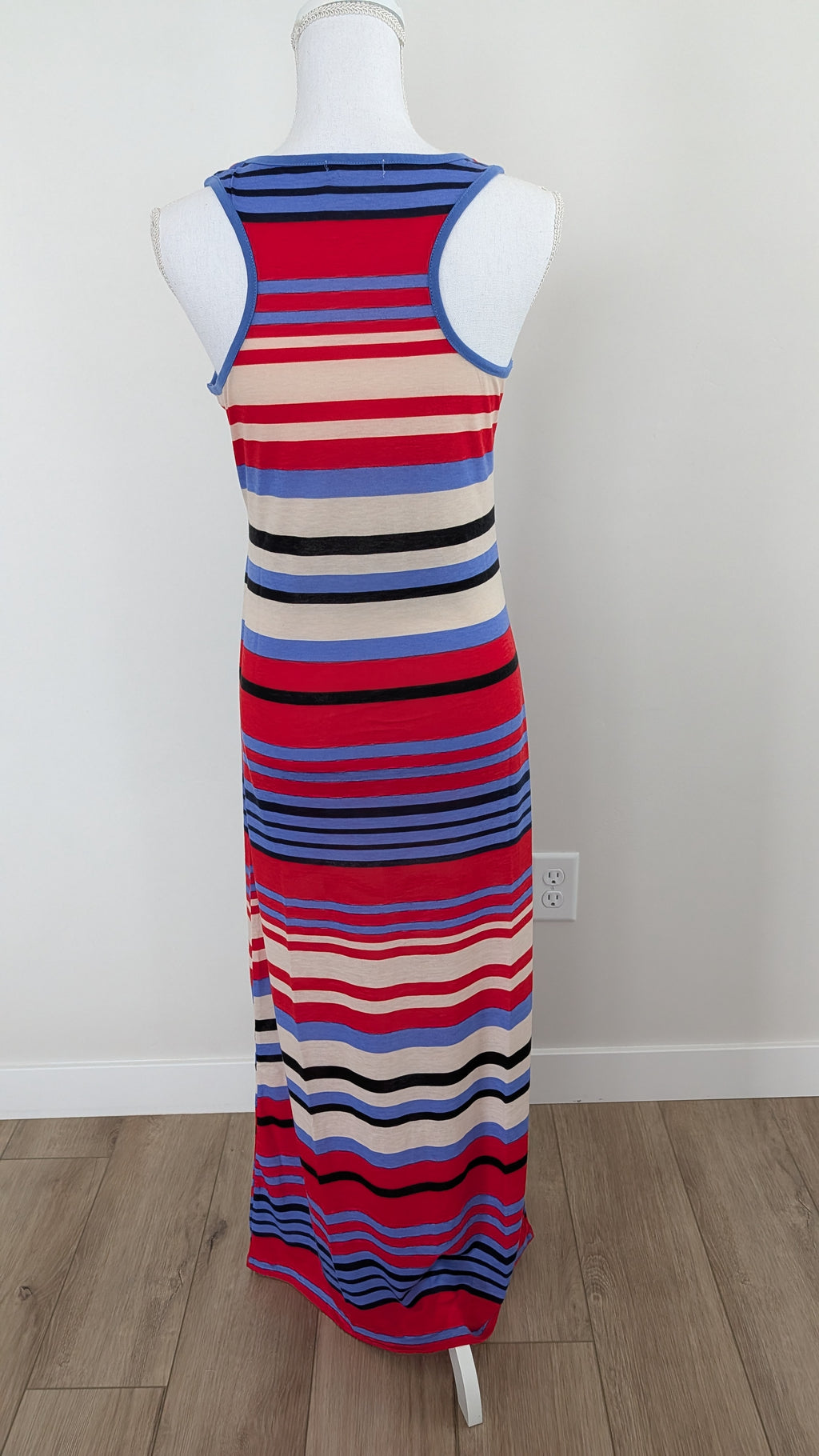 Blue/Red Striped Maxi Dress