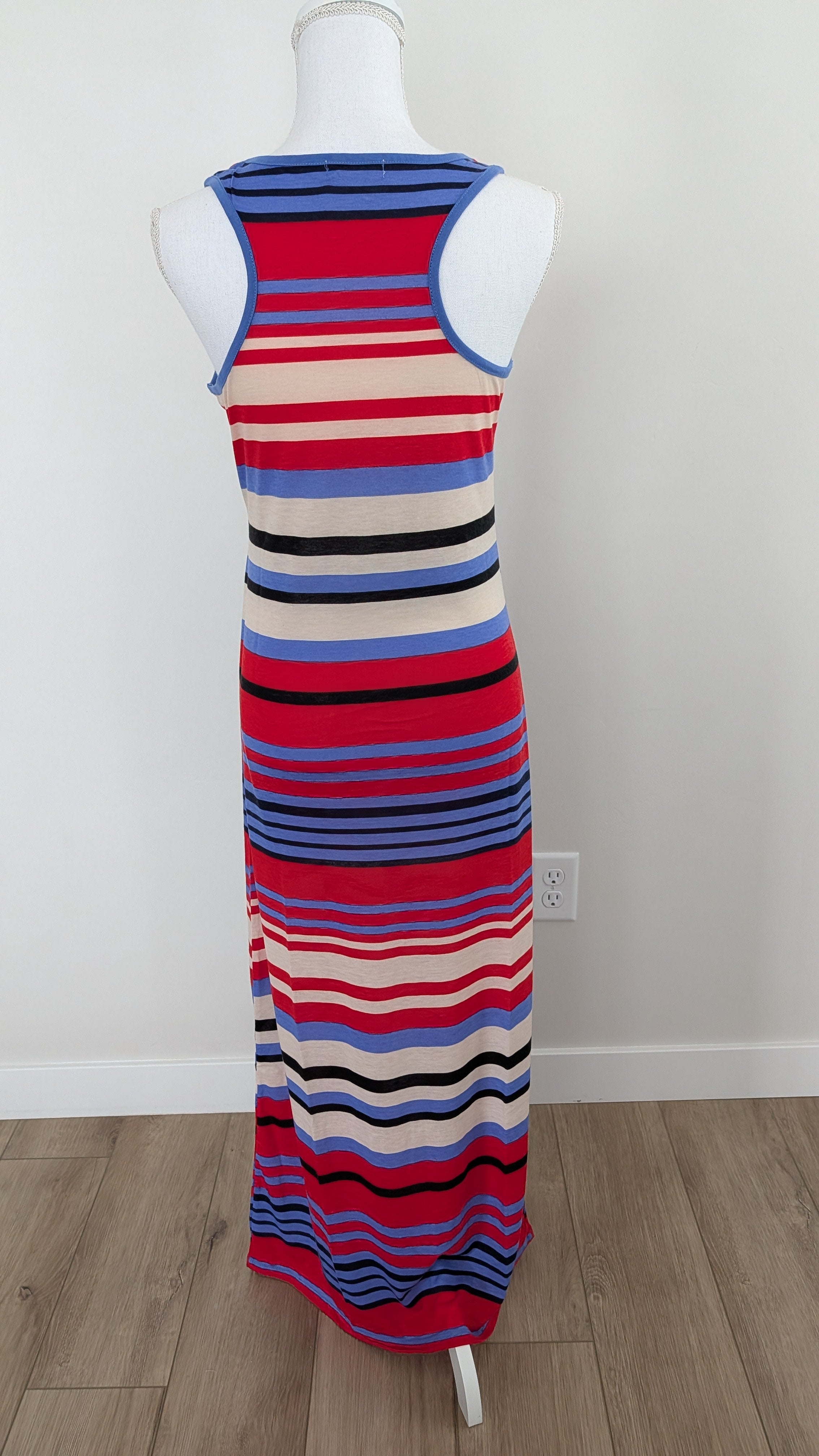 Blue/Red Striped Maxi Dress
