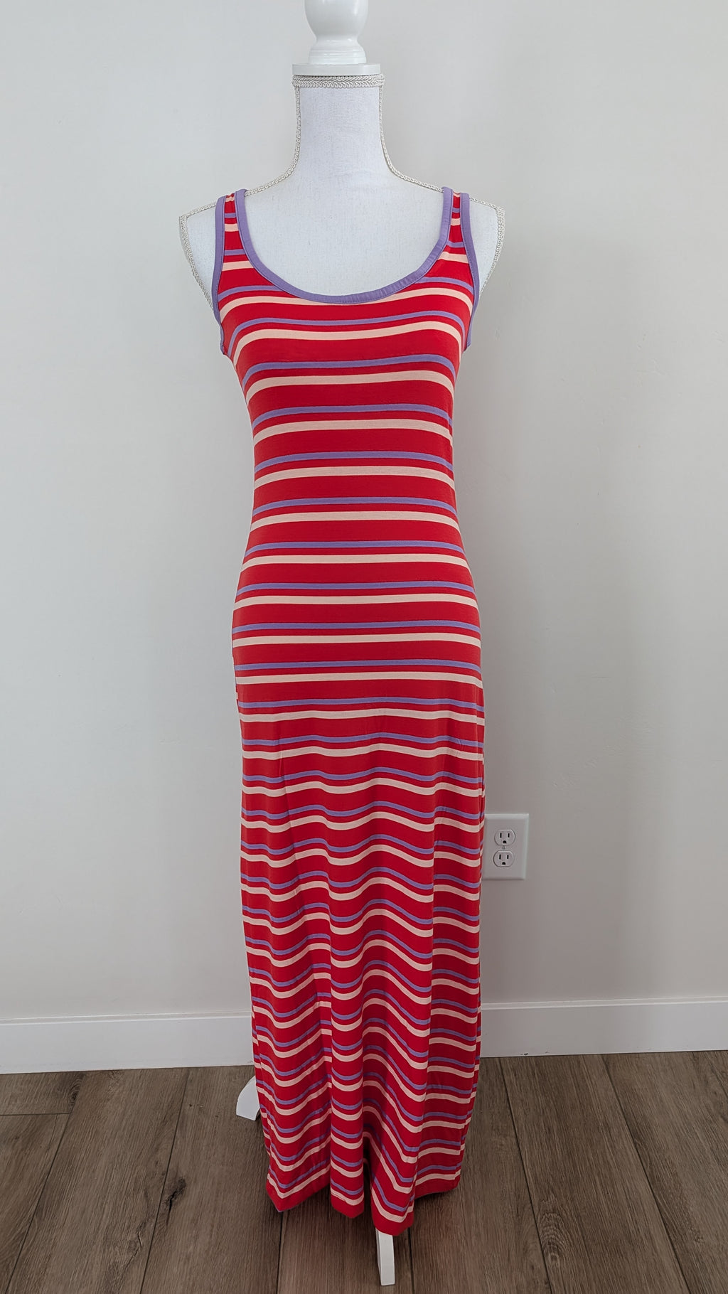 Purple/Red Striped Maxi Dress