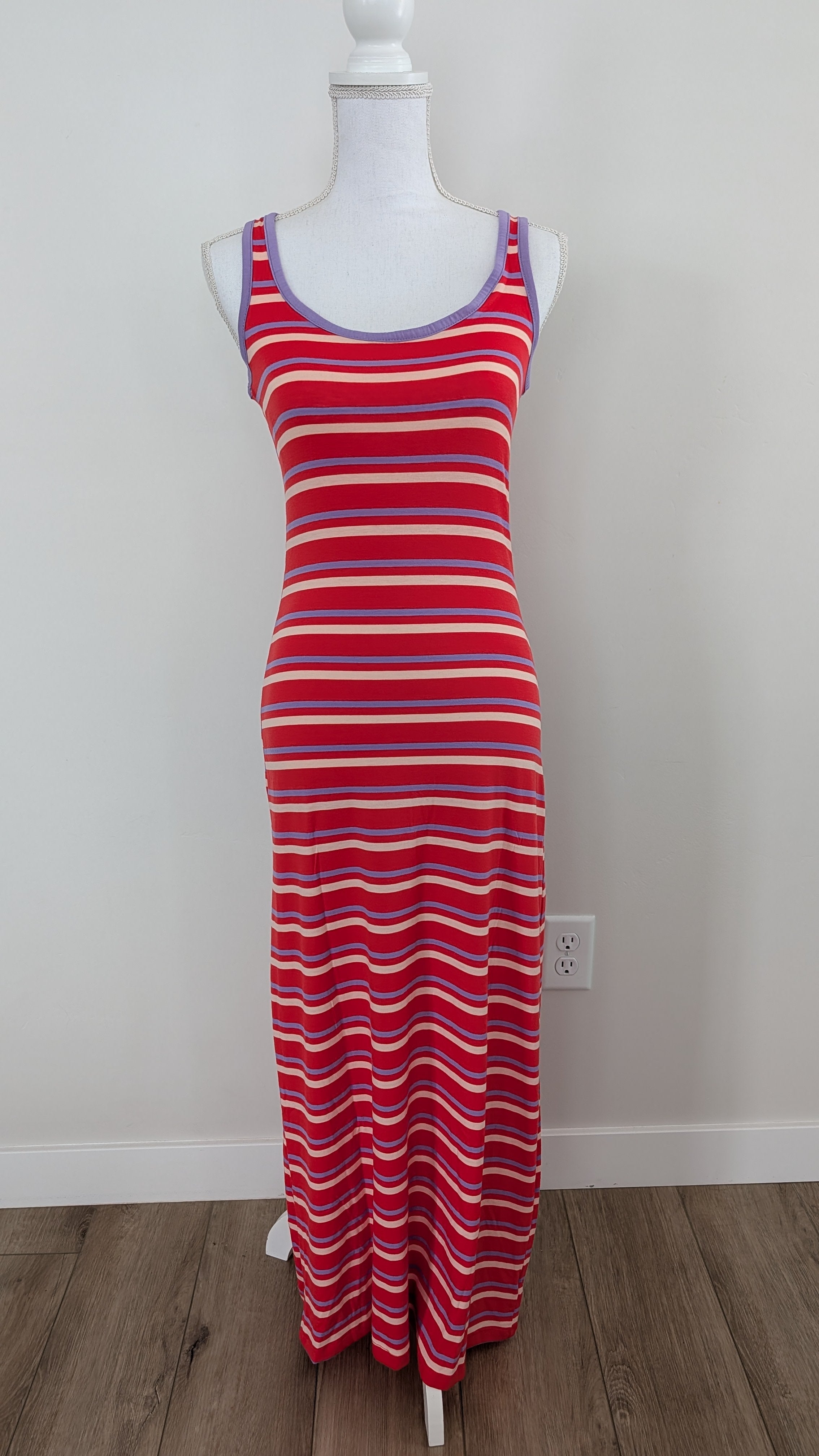 Purple/Red Striped Maxi Dress
