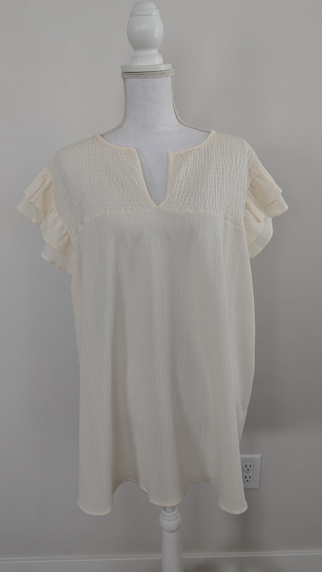 Cream Ruffled Sleeve