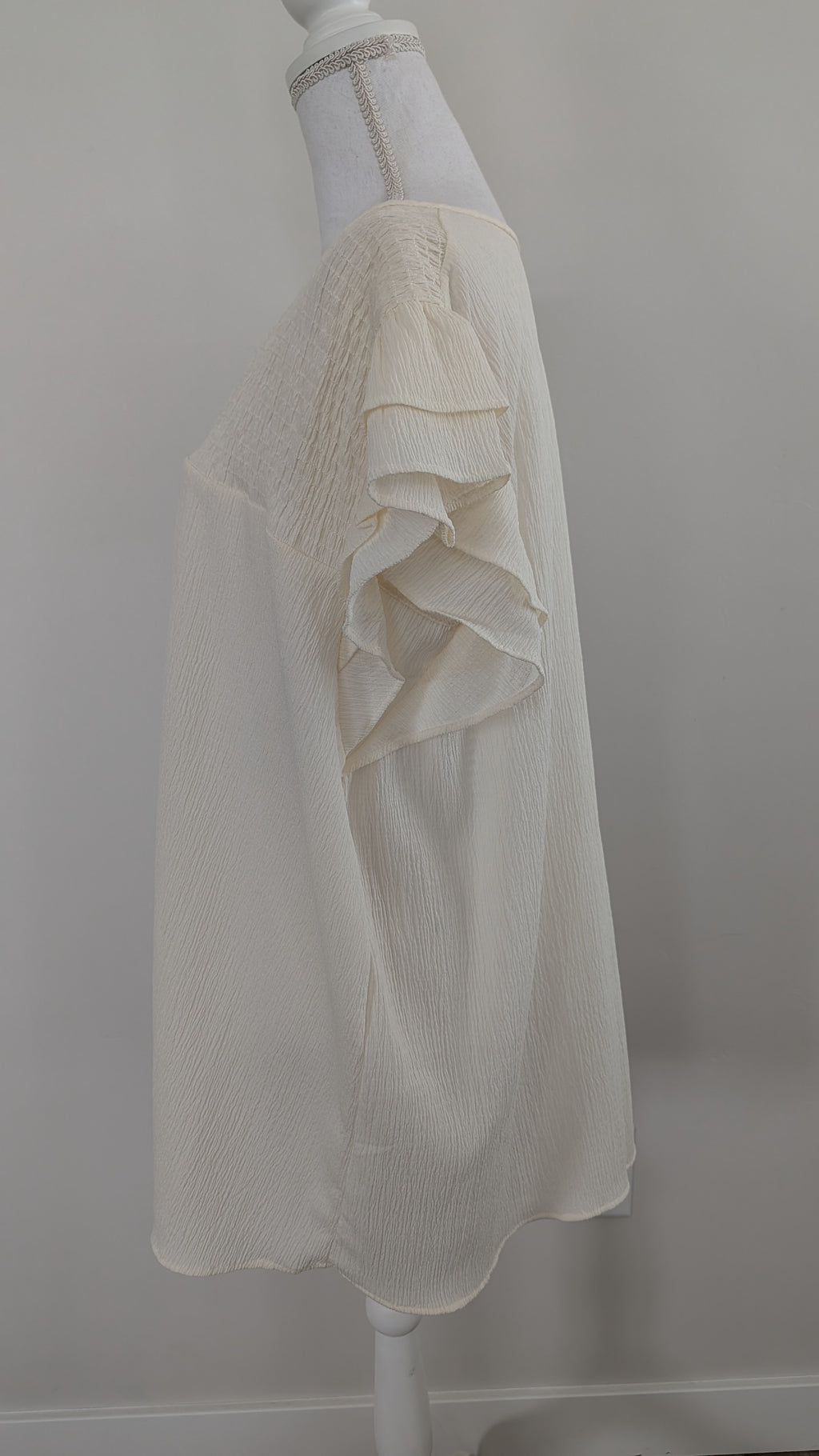 Cream Ruffled Sleeve