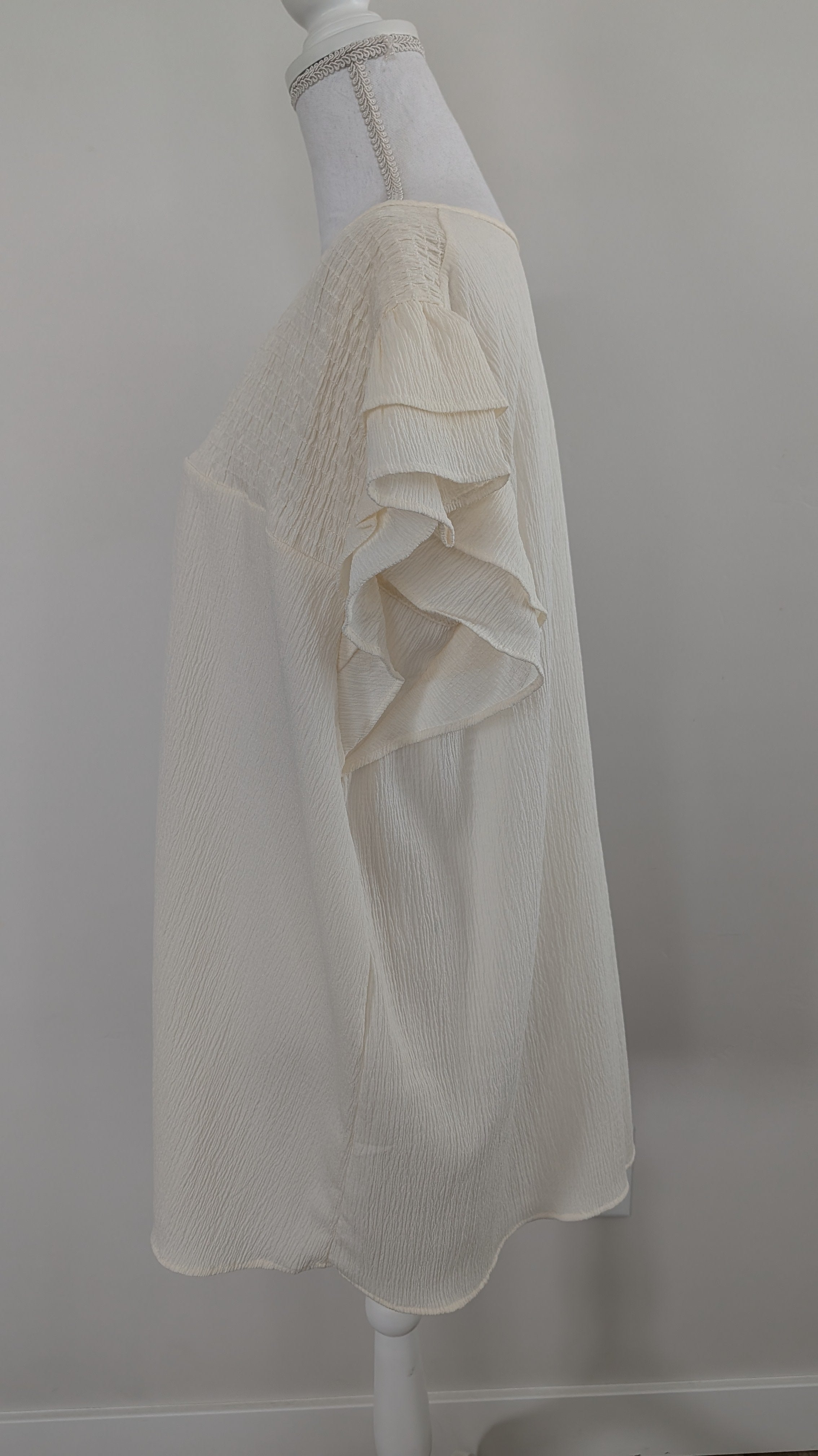 Cream Ruffled Sleeve