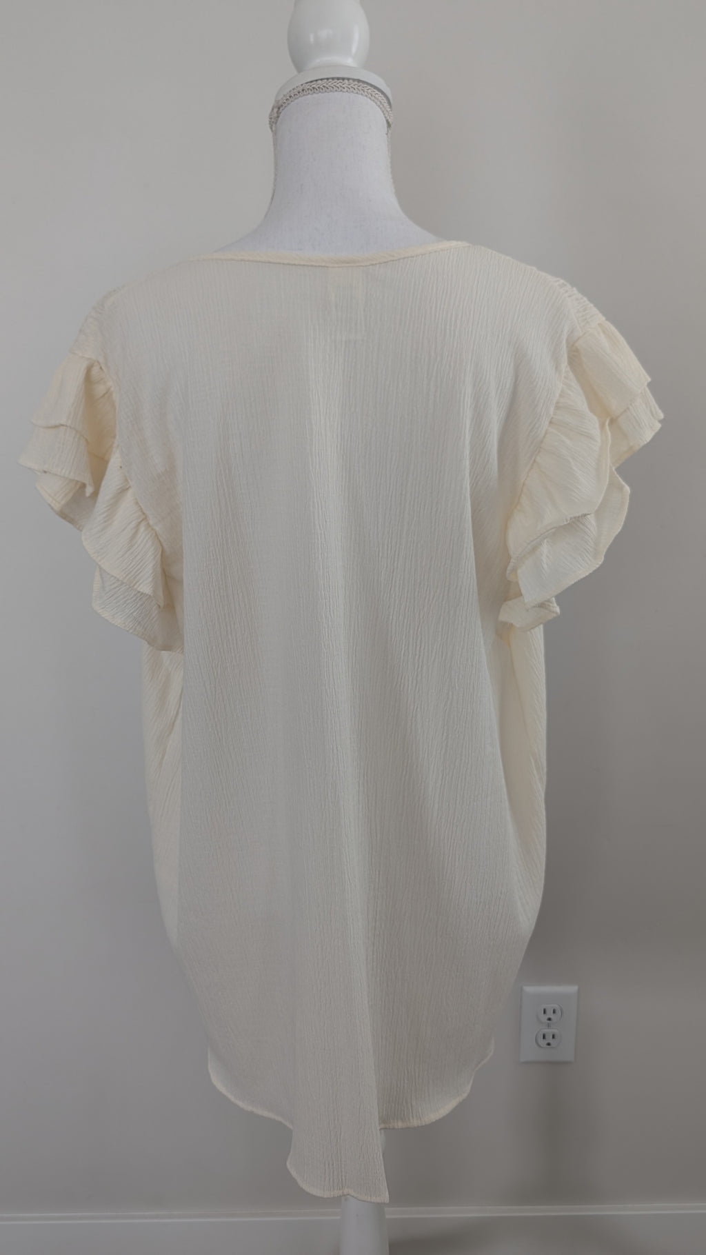 Cream Ruffled Sleeve