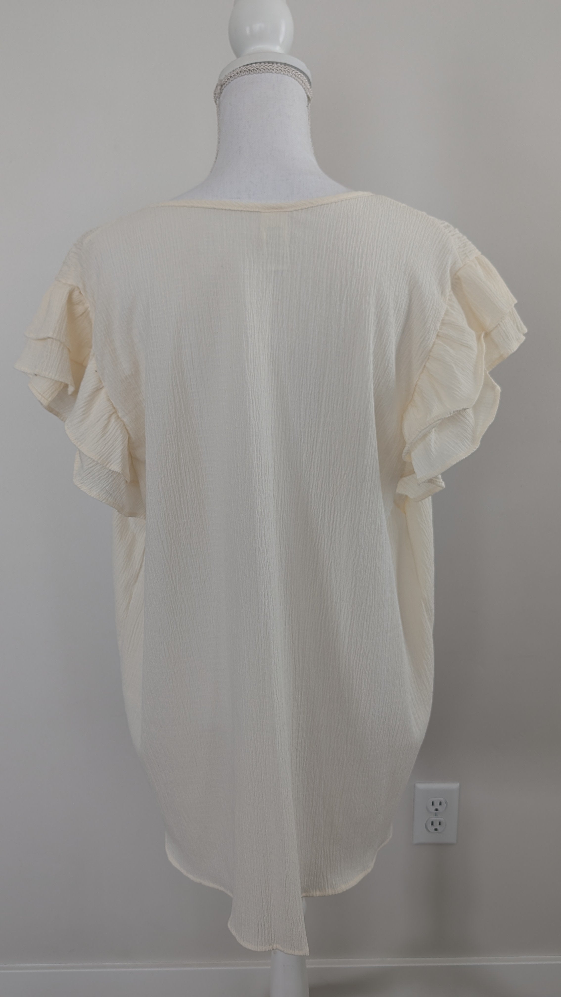 Cream Ruffled Sleeve
