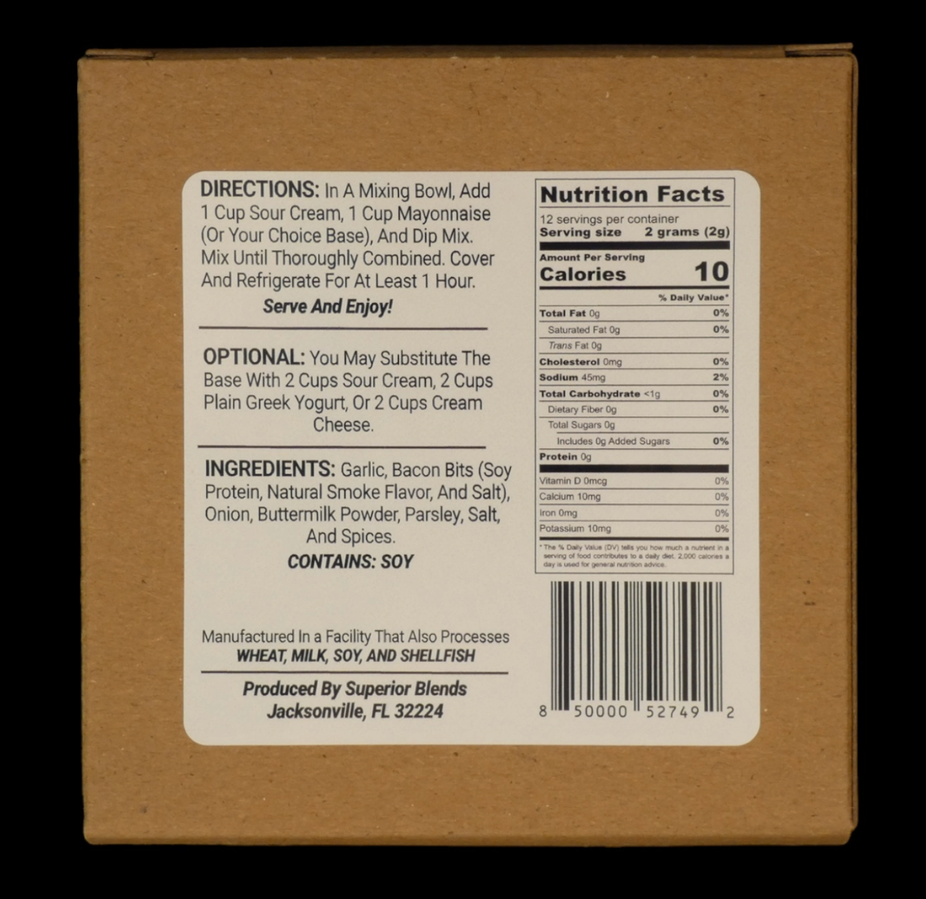 Garlic Bacon Ranch Dip Mix