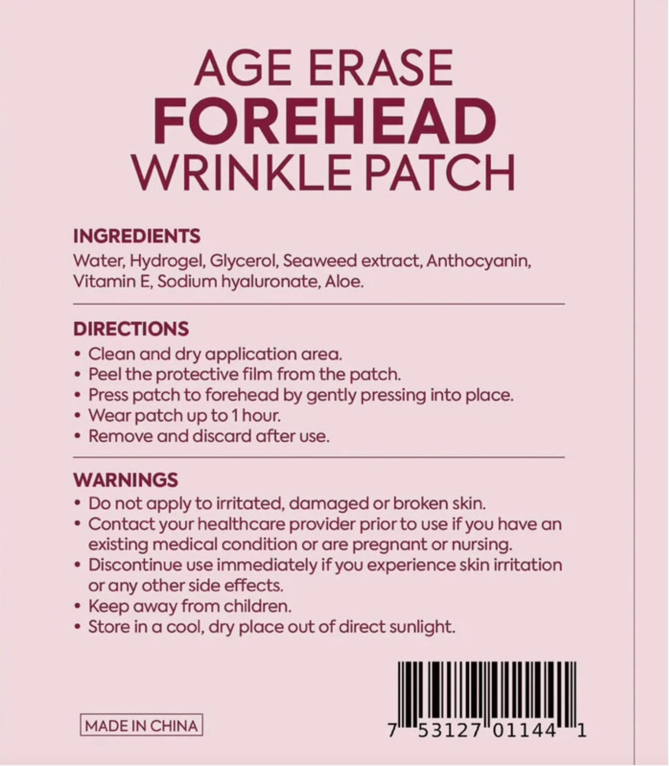 Patch Stash Age Erase Forehead Wrinkle Smoothing Patch