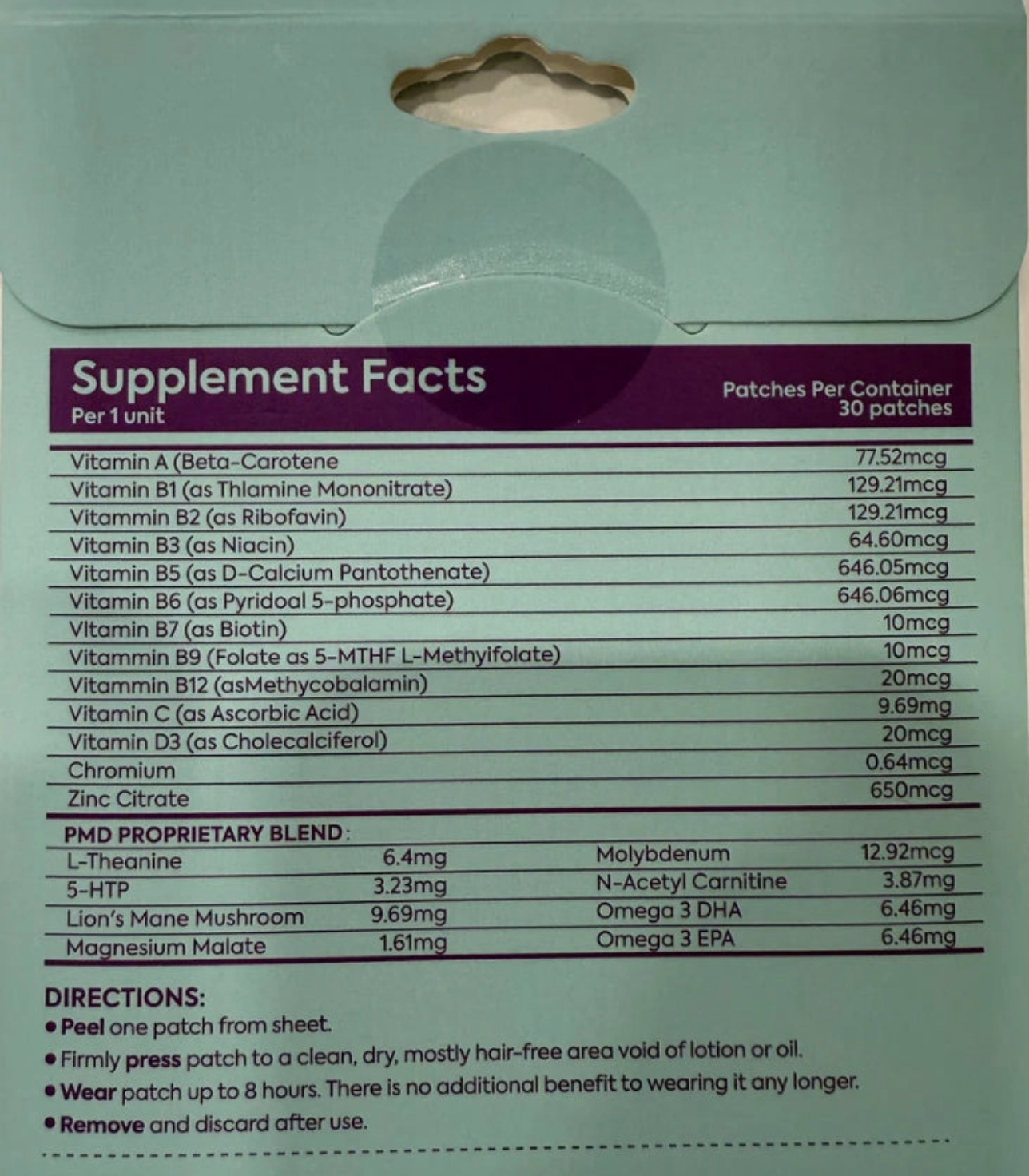 Patch Stash Concentration Patch |Brain Activity & Focus Patches – L-Theanine, 5-HTP, Lion’S Mane & Magnesium Malate, 30 Count, 3” X 3”, Transdermal Supplement