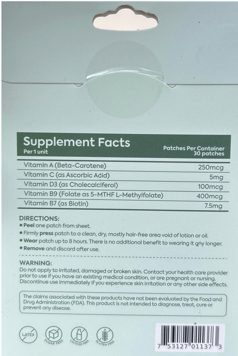 Patch Stash Grow + Glow Biotin Hair, Skin & Nail Support Patches – 30 Count, 3” X 3”, Transdermal Patch For Healthy Hair Growth & Skin Radiance