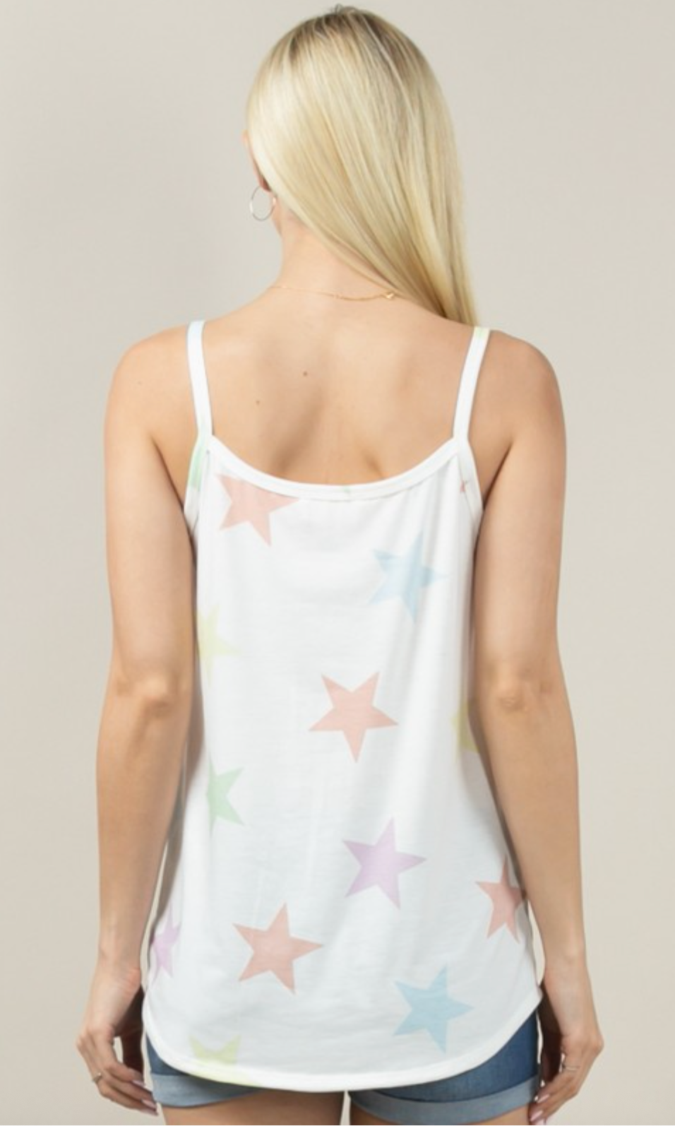 GIGI Stars Print Side Knot Tank Top