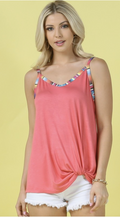 STELLA Serape Print Twisted Tank Top- Coral