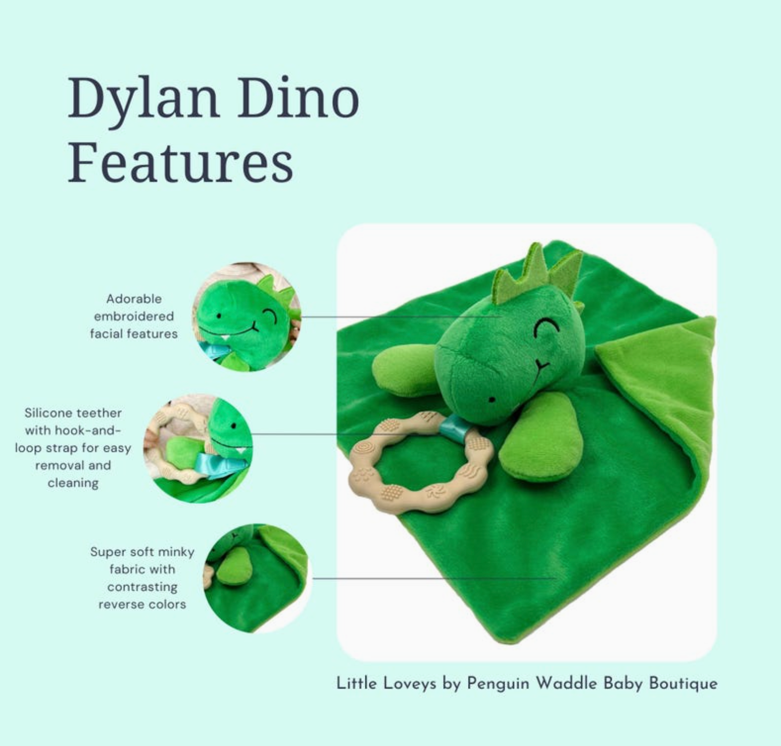 Minky Plush Teething Toy- Security Blanket