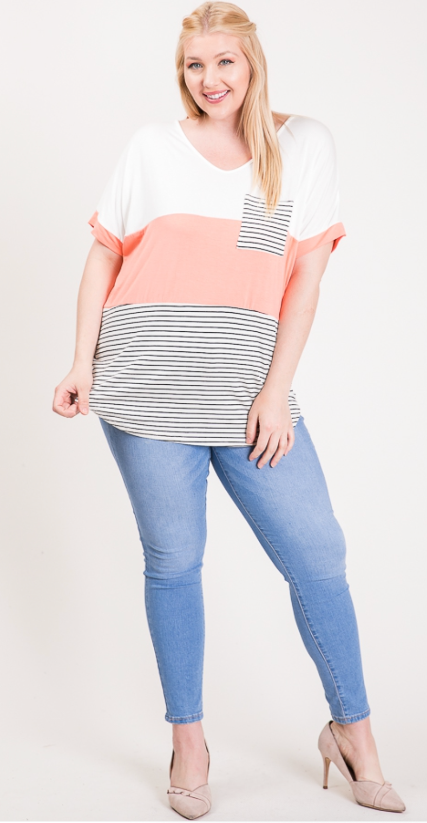 COLOR BLOCK POCKET TOP