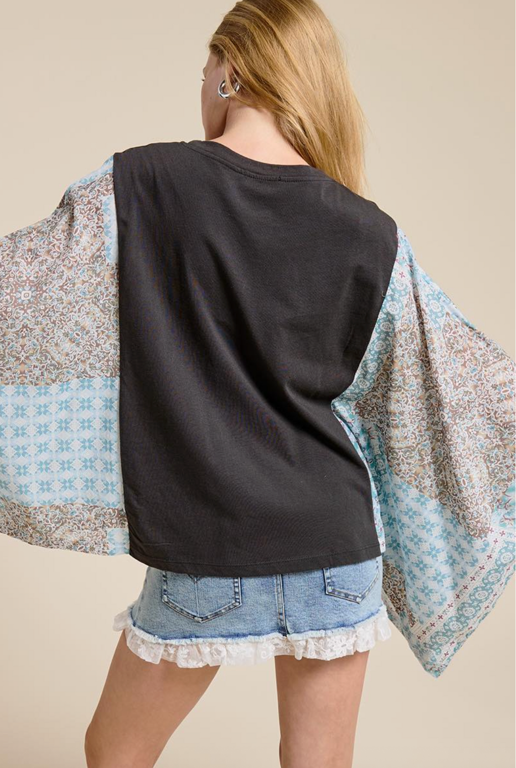 Ride Em' Cowboys Western Graphic Sheer Boho Kaftan Top
