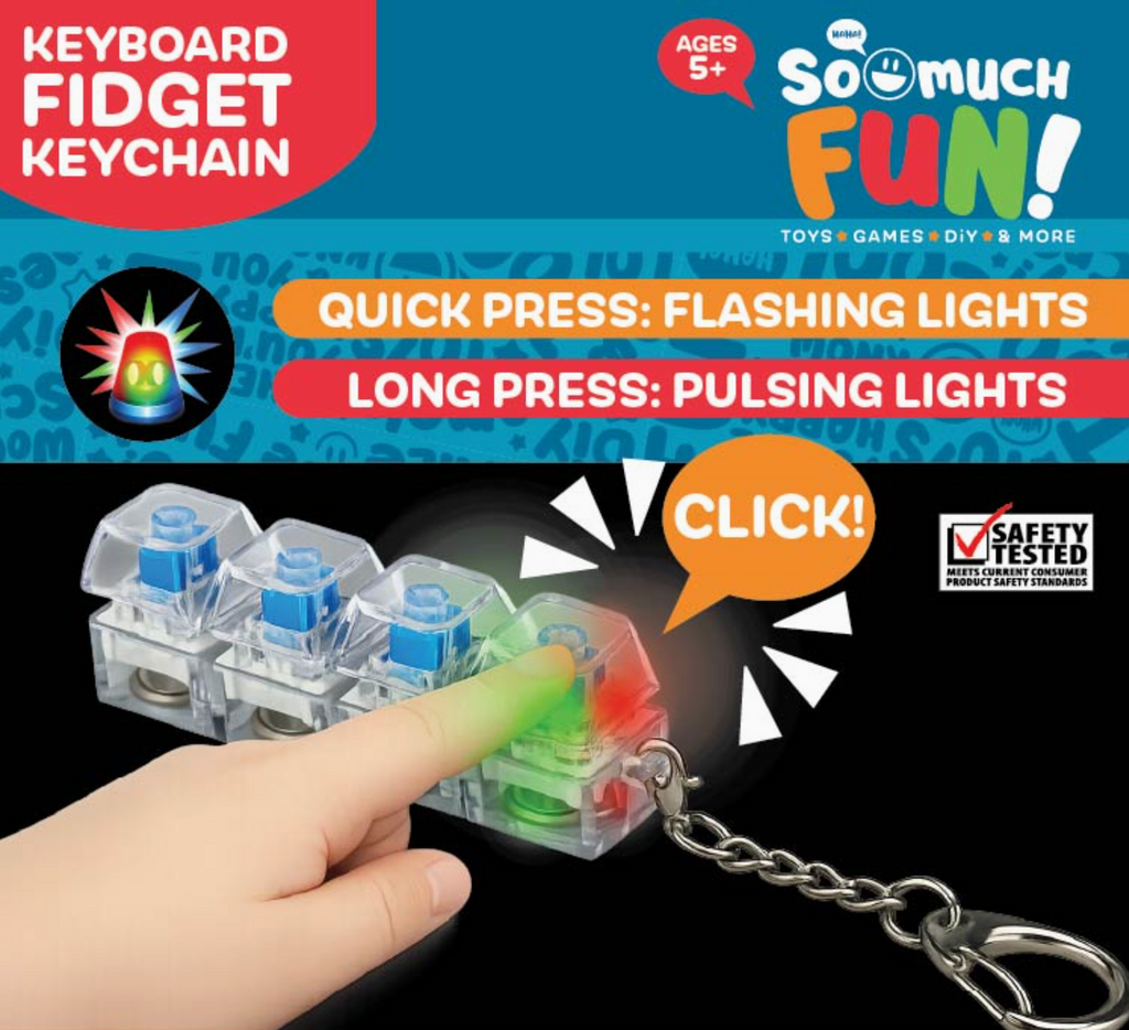So Much Fun! Keyboard Fidget Led Keychain- mystery color