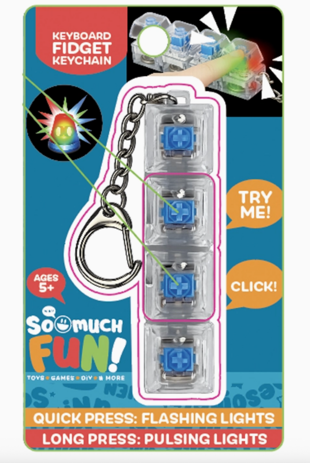 So Much Fun! Keyboard Fidget Led Keychain- mystery color