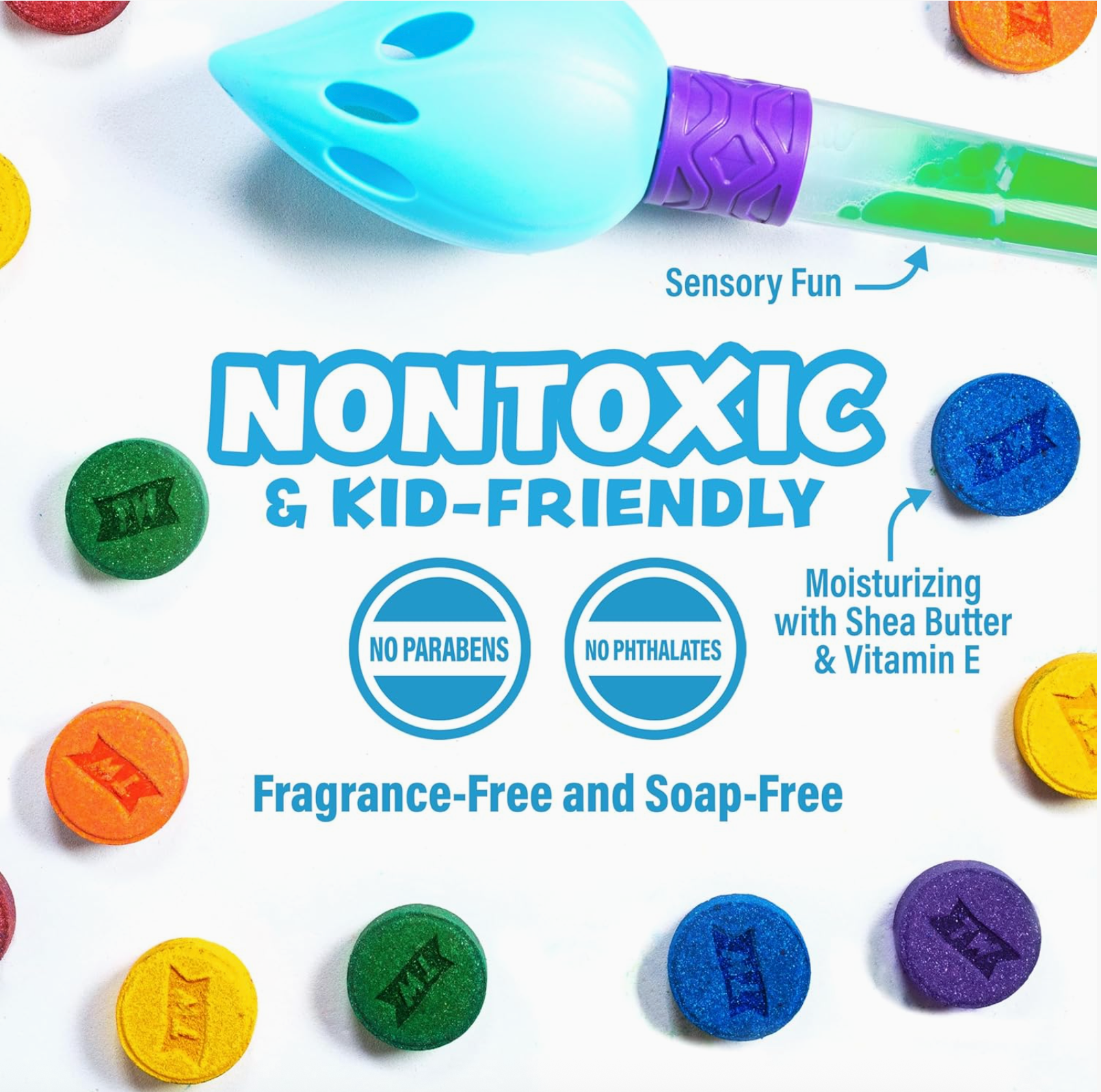 Tub Works® Bath Color Brush™ Kids Bath Bomb Set | Nontoxic & Fragrance-Free