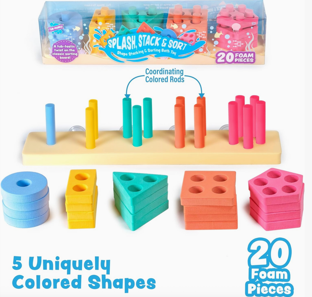 Tub Works® Splash, Stack & Sort™ Shape Sorter & Stacking Toddler Bath Toy