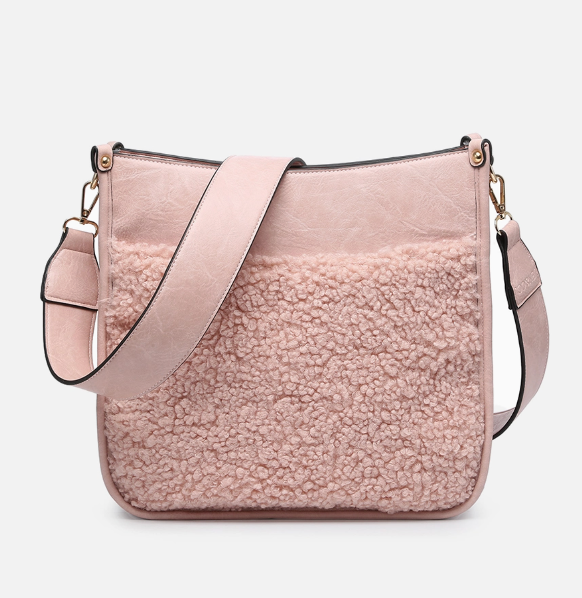 Chloe Teddy Trim Crossbody with Guitar Strap