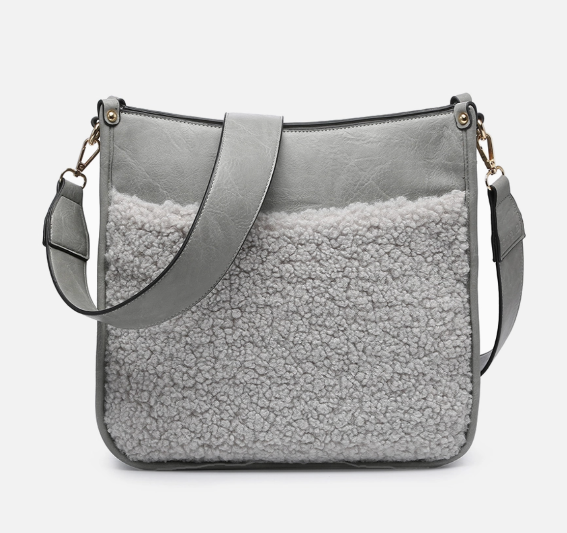 Chloe Teddy Trim Crossbody with Guitar Strap