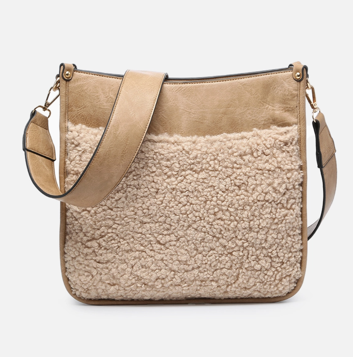 Chloe Teddy Trim Crossbody with Guitar Strap