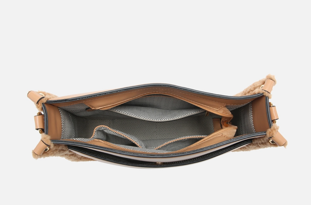 Chloe Teddy Trim Crossbody with Guitar Strap