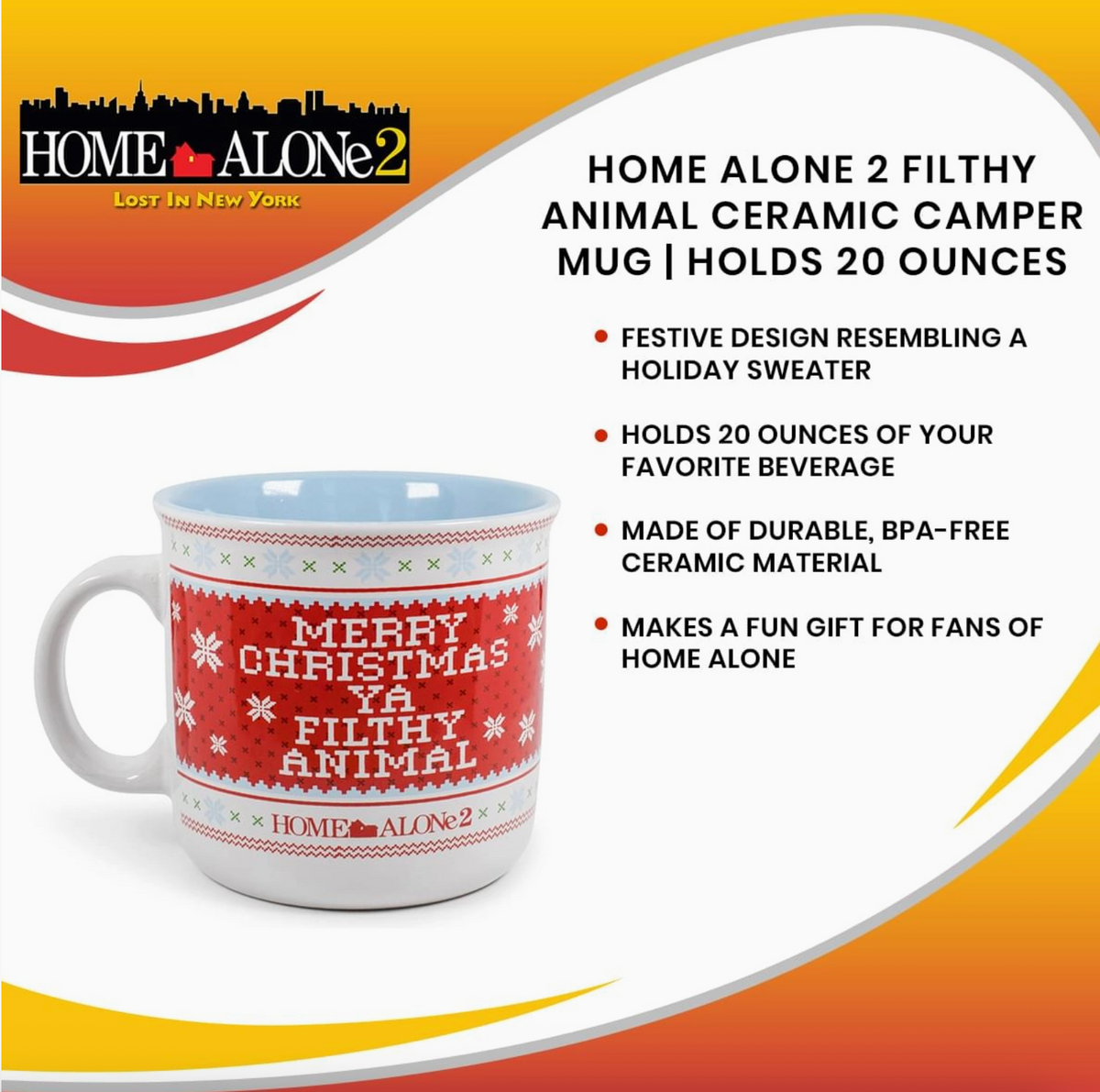 Home Alone 2 Filthy Animal 20 Ounce Camper Mug