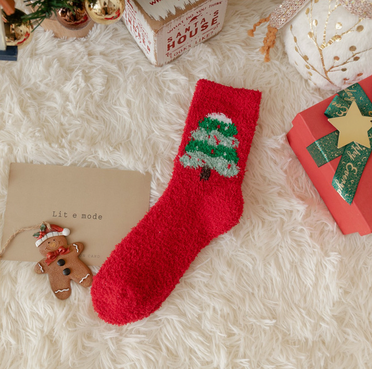 CHRISTMAS Crew Socks For Women Fleece