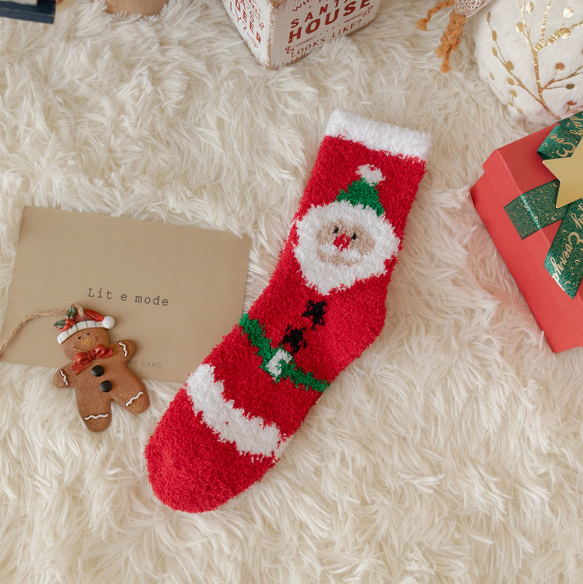 CHRISTMAS Crew Socks For Women Fleece