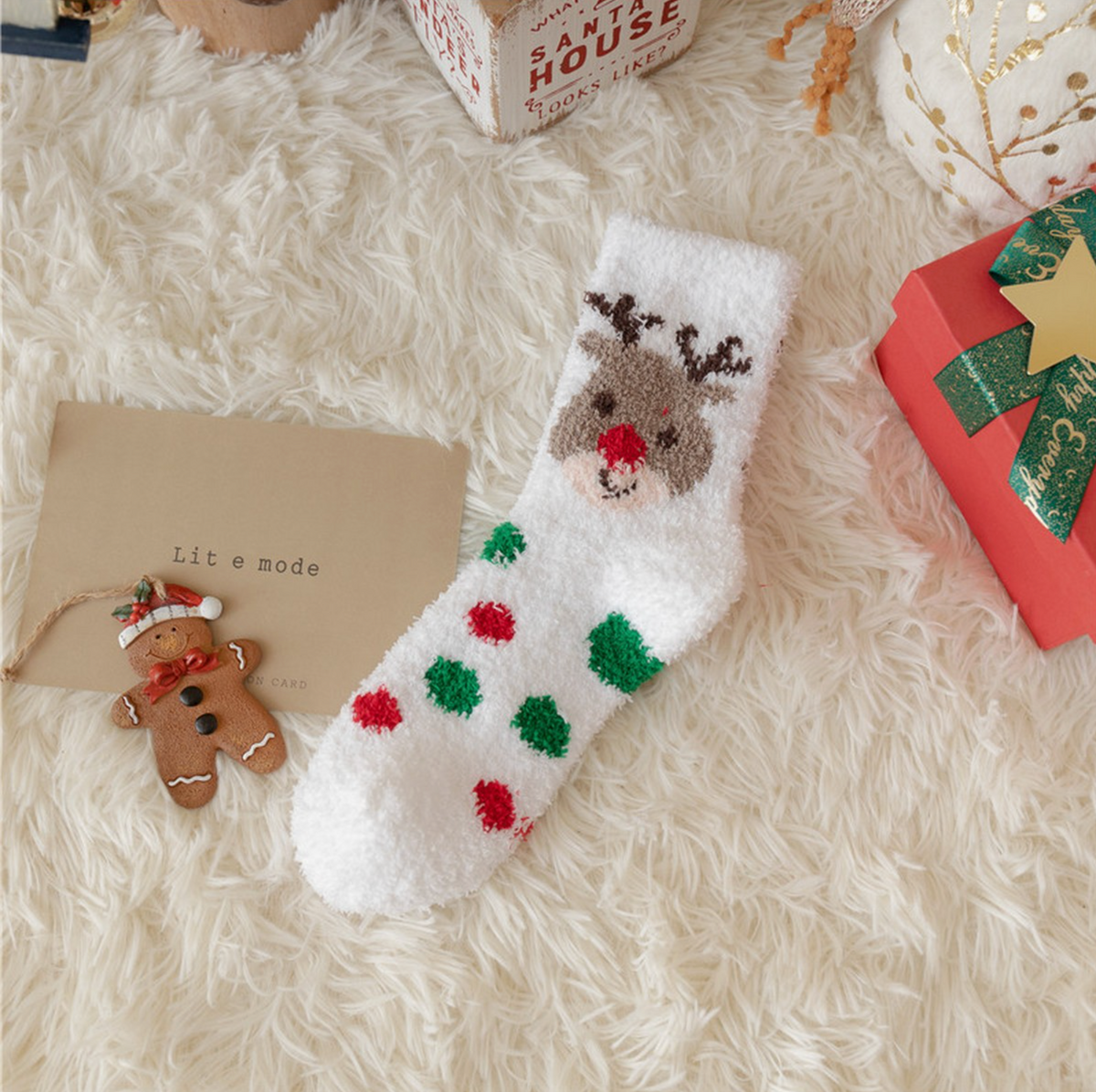CHRISTMAS Crew Socks For Women Fleece