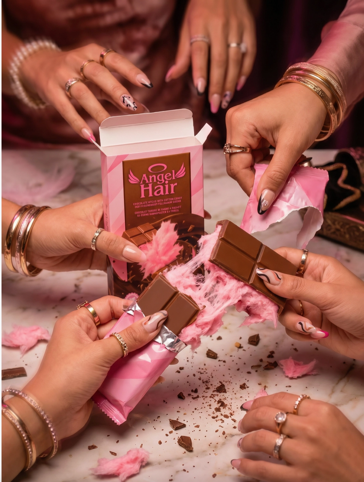 Chocolate Bar with Cotton Candy Dubai Style Angel Hair Bar