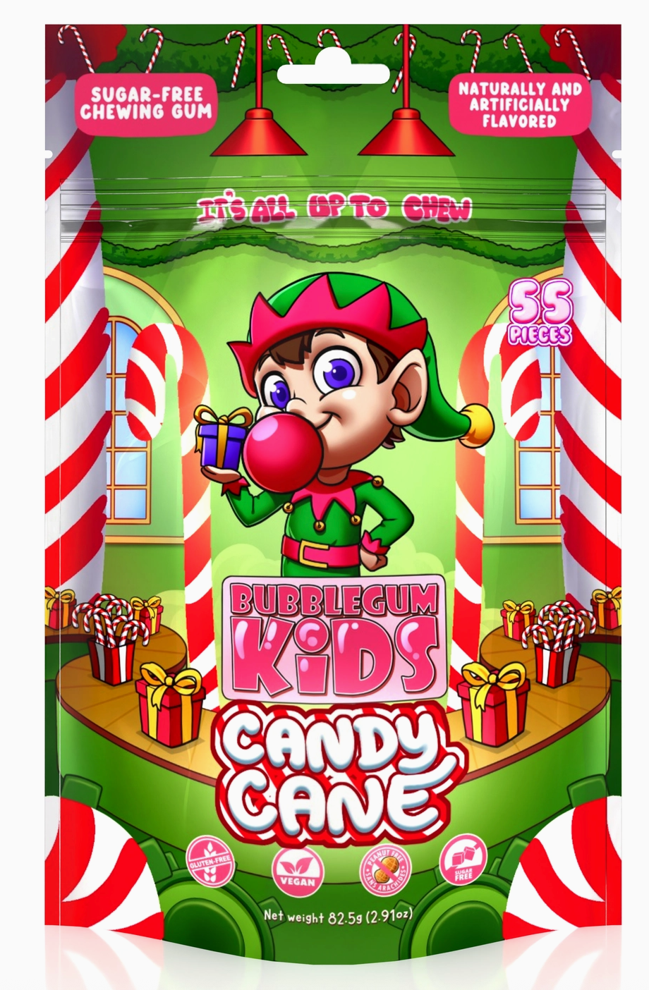 Santa's Milk & Cookie/Elf's Candy Cane 55 Pc Sugar-Free Gum