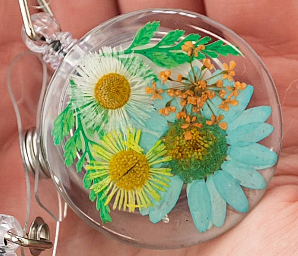 Real Flower Badge Reel for Nurse, Doctor, Therapists Teacher